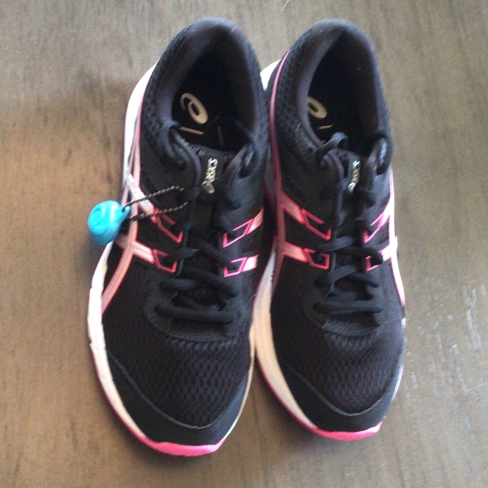 ASICS AmpliFoam Women's Black and Pink Athletic Running Shoes 7 New